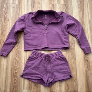 Girlfriend Collective 50/50 Sweatshirt and Short Set